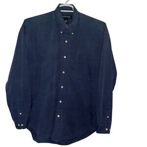 Structure Mens L Dark Blue Button-Up Shirt Classic Fit Work Utility Minimalist